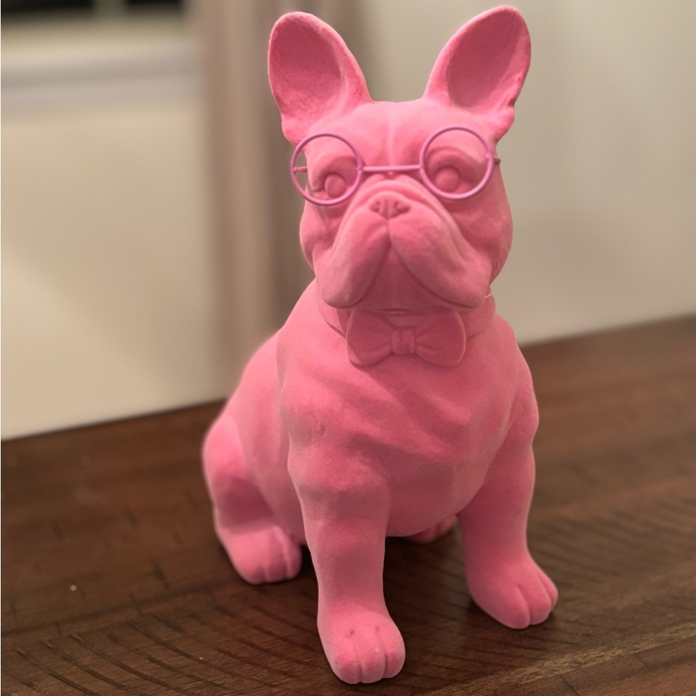 Pink French Bulldog Statue